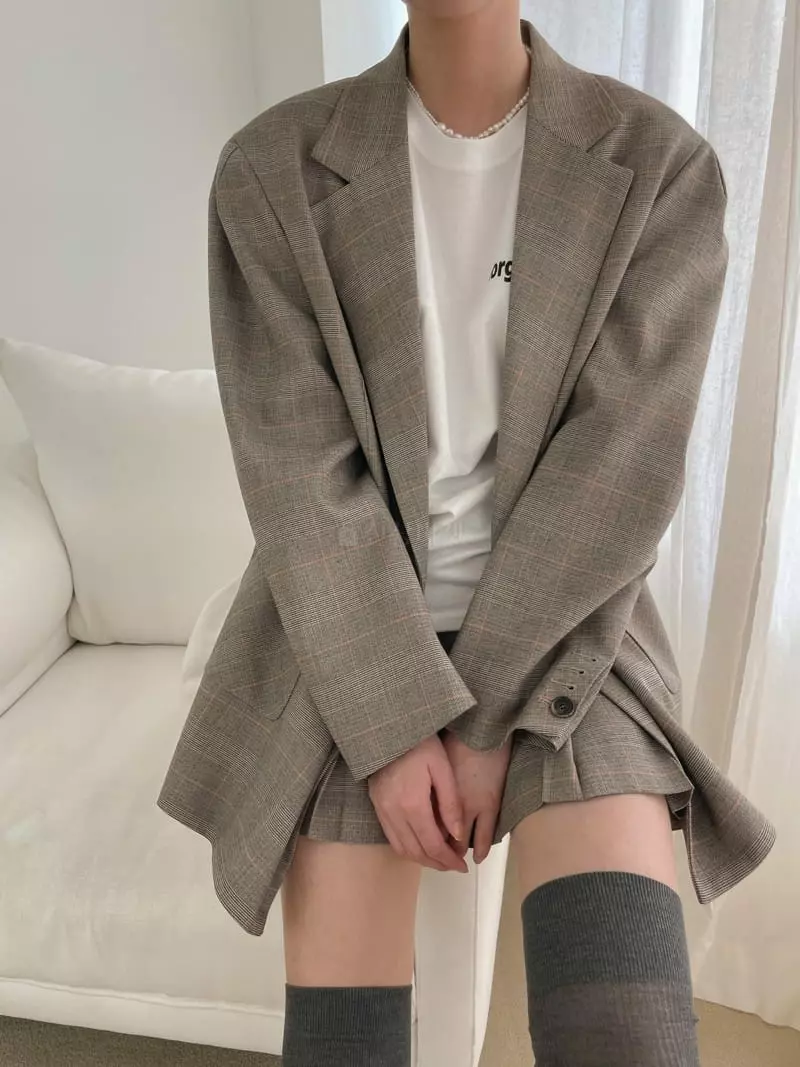 Dailyjud - Korean Women Fashion - #restrostyle - Check Box Jacket - 6