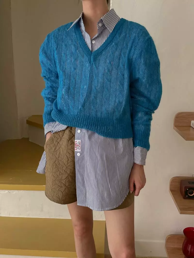 Dailyjud - Korean Women Fashion - #womensfashion - Twist V Neck Knit Tee - 5