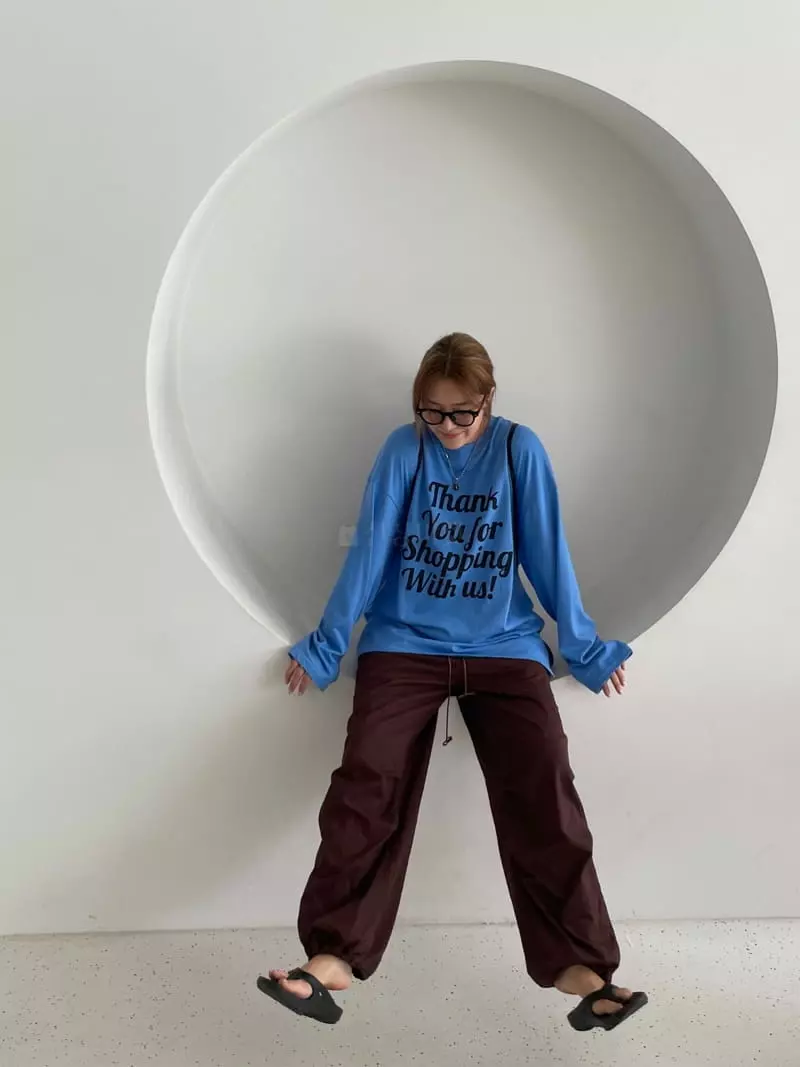 Dan - Korean Women Fashion - #momslook - Long Sleeves Thank You Tee