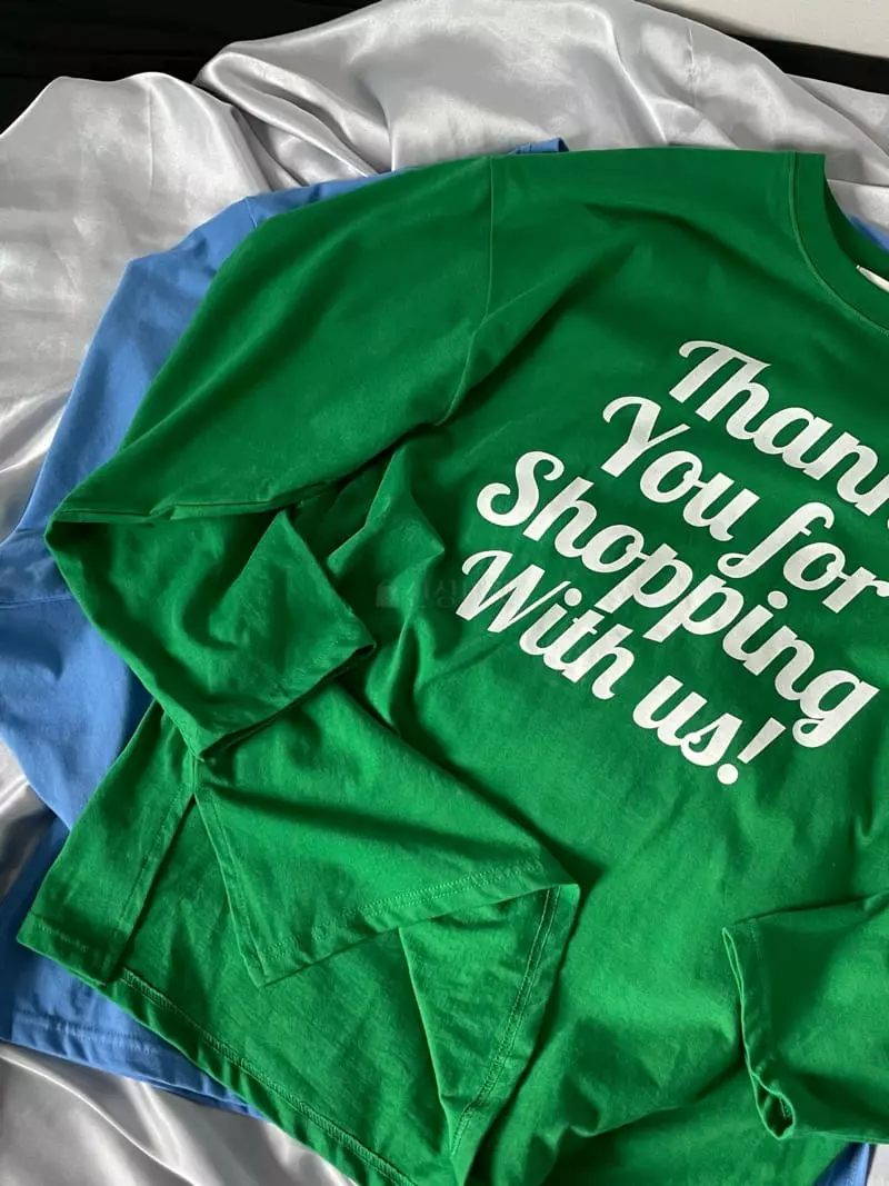 Dan - Korean Women Fashion - #momslook - Long Sleeves Thank You Tee - 11