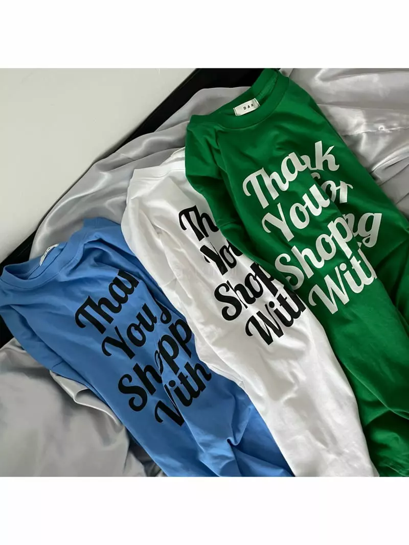 Dan - Korean Women Fashion - #momslook - Long Sleeves Thank You Tee - 5