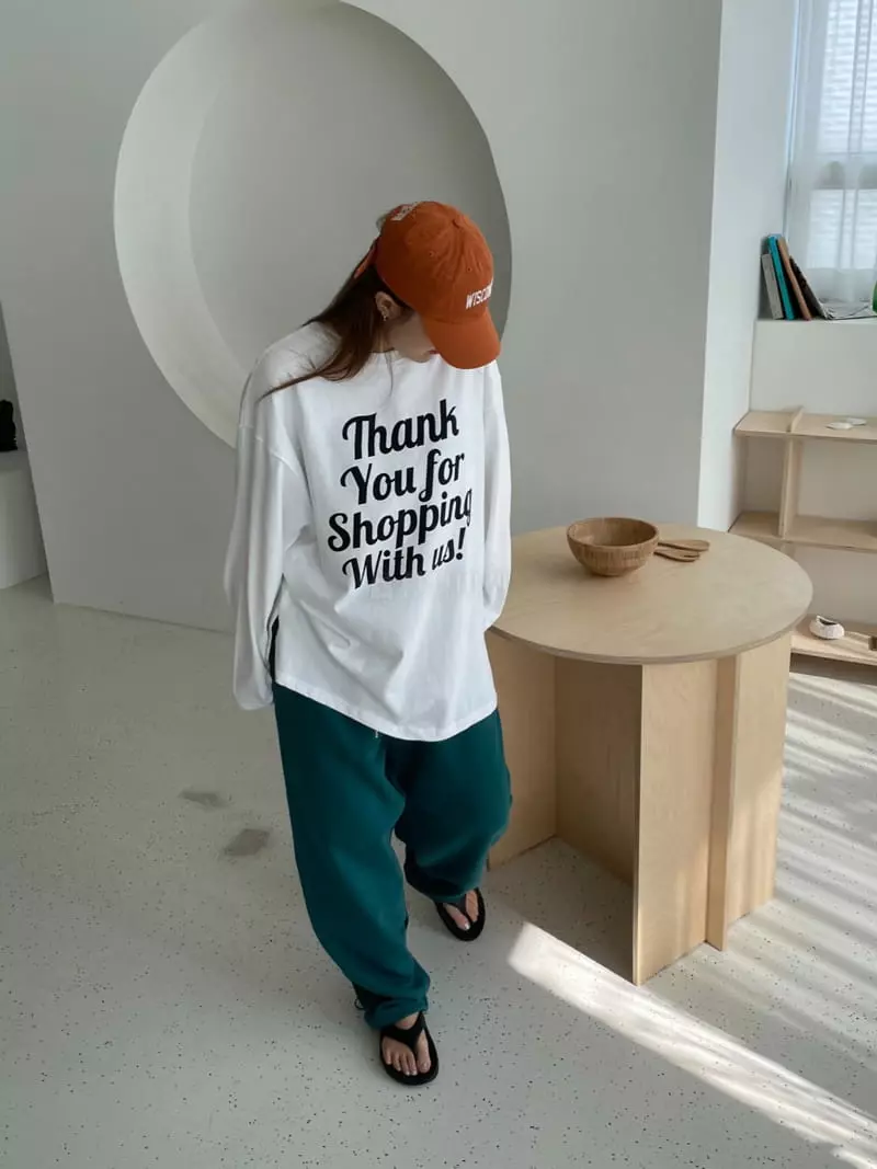 Dan - Korean Women Fashion - #womensfashion - Long Sleeves Thank You Tee - 2