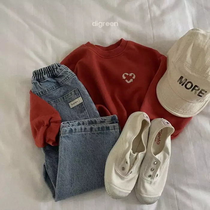 Digreen - Korean Children Fashion - #kidsshorts - Heart Sweatshirt - 12