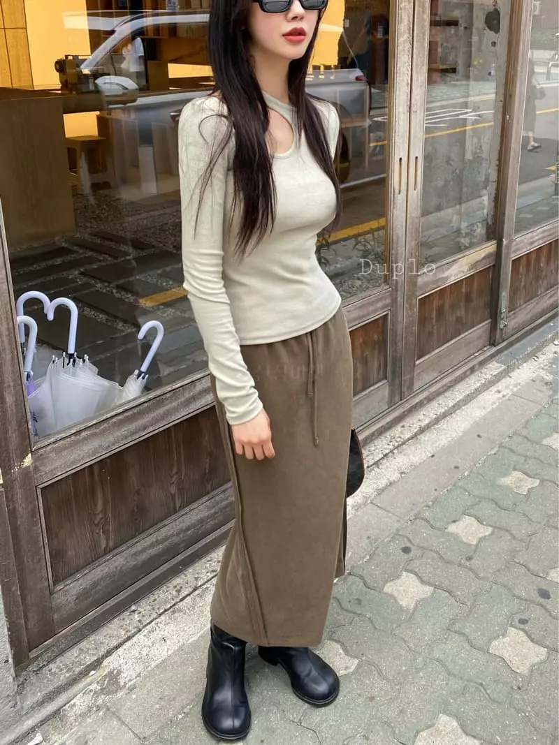 Duplo - Korean Women Fashion - #momslook - Silky Tencel Skrit - 2
