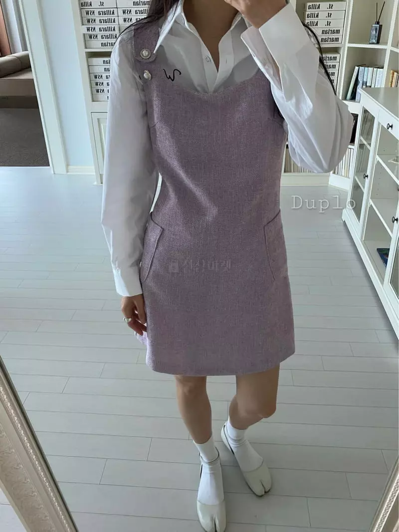 Duplo - Korean Women Fashion - #womensfashion - Button Twid One-piece - 4