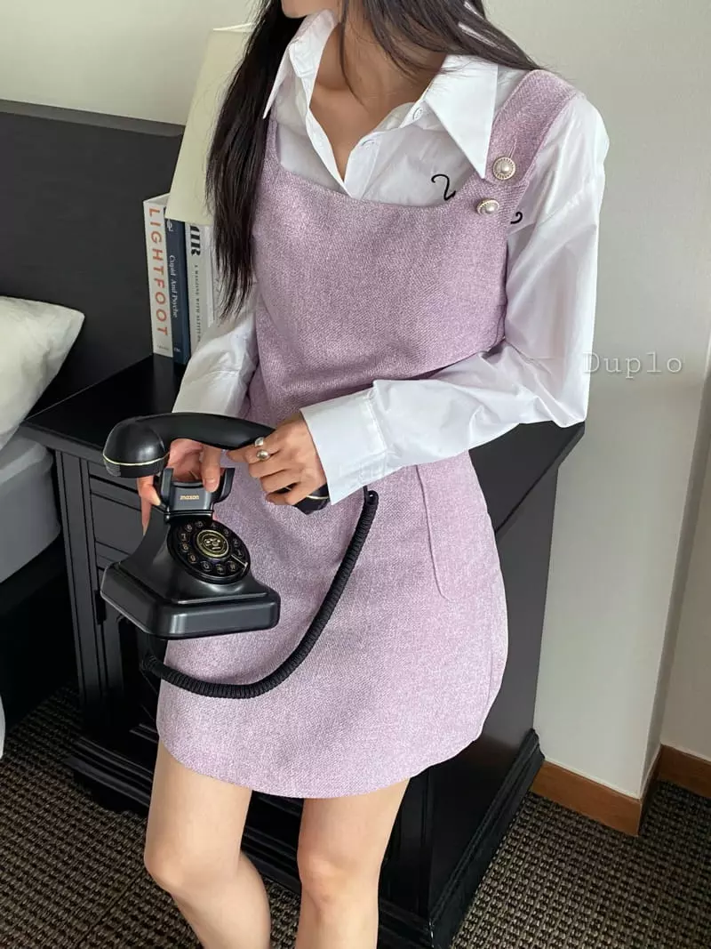 Duplo - Korean Women Fashion - #womensfashion - Button Twid One-piece