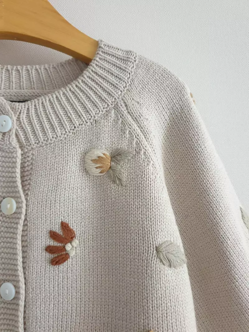 Eclair - Korean Children Fashion - #kidzfashiontrend - Embroidery Cardigan