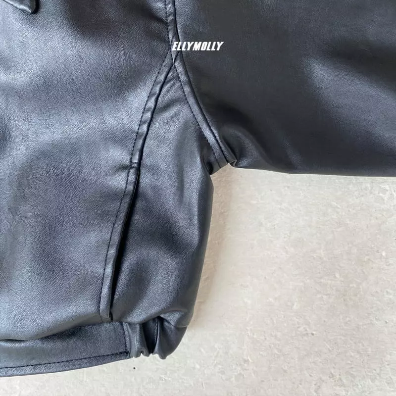 Ellymolly - Korean Children Fashion - #childofig - Eco Leather Jacket - 5