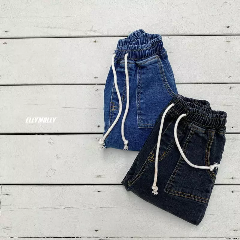 Ellymolly - Korean Children Fashion - #childrensboutique - String Denim Pants - 4