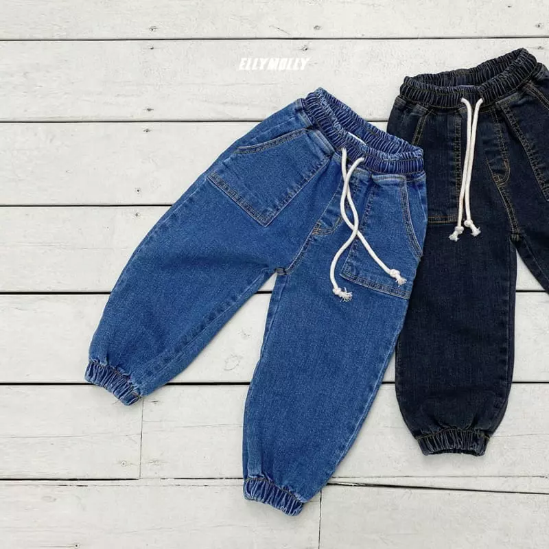 Ellymolly - Korean Children Fashion - #discoveringself - String Denim Pants - 5