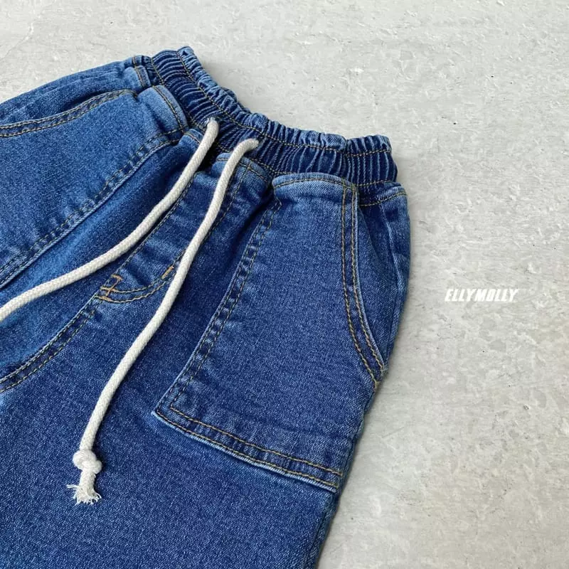 Ellymolly - Korean Children Fashion - #fashionkids - String Denim Pants - 6
