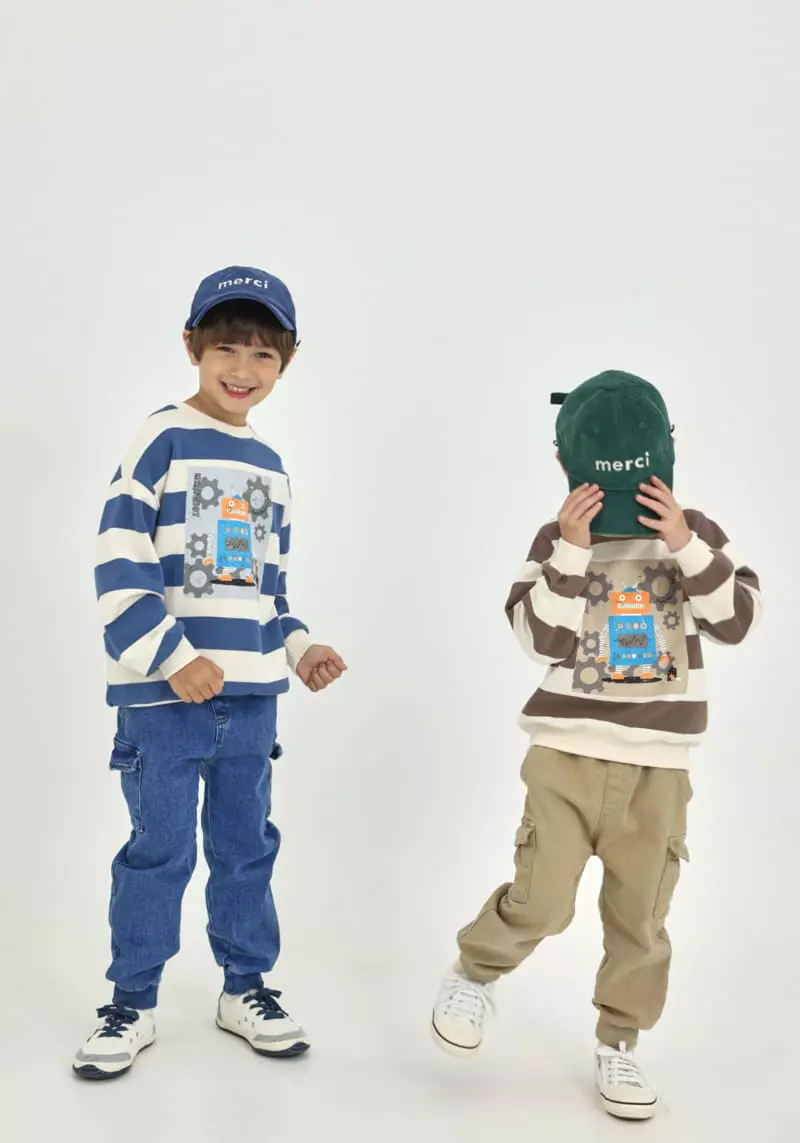 Fashion King - Korean Children Fashion - #fashionkids - Robbot Stripes Sweatshirt