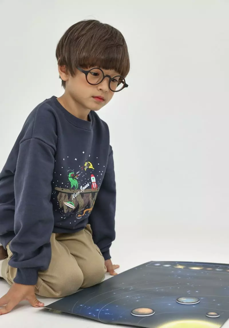 Fashion King - Korean Children Fashion - #kidsshorts - Space Dino Sweatshirt - 4