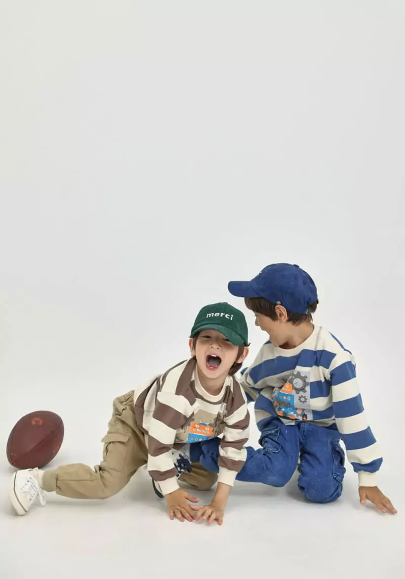 Fashion King - Korean Children Fashion - #kidsstore - Robbot Stripes Sweatshirt - 3
