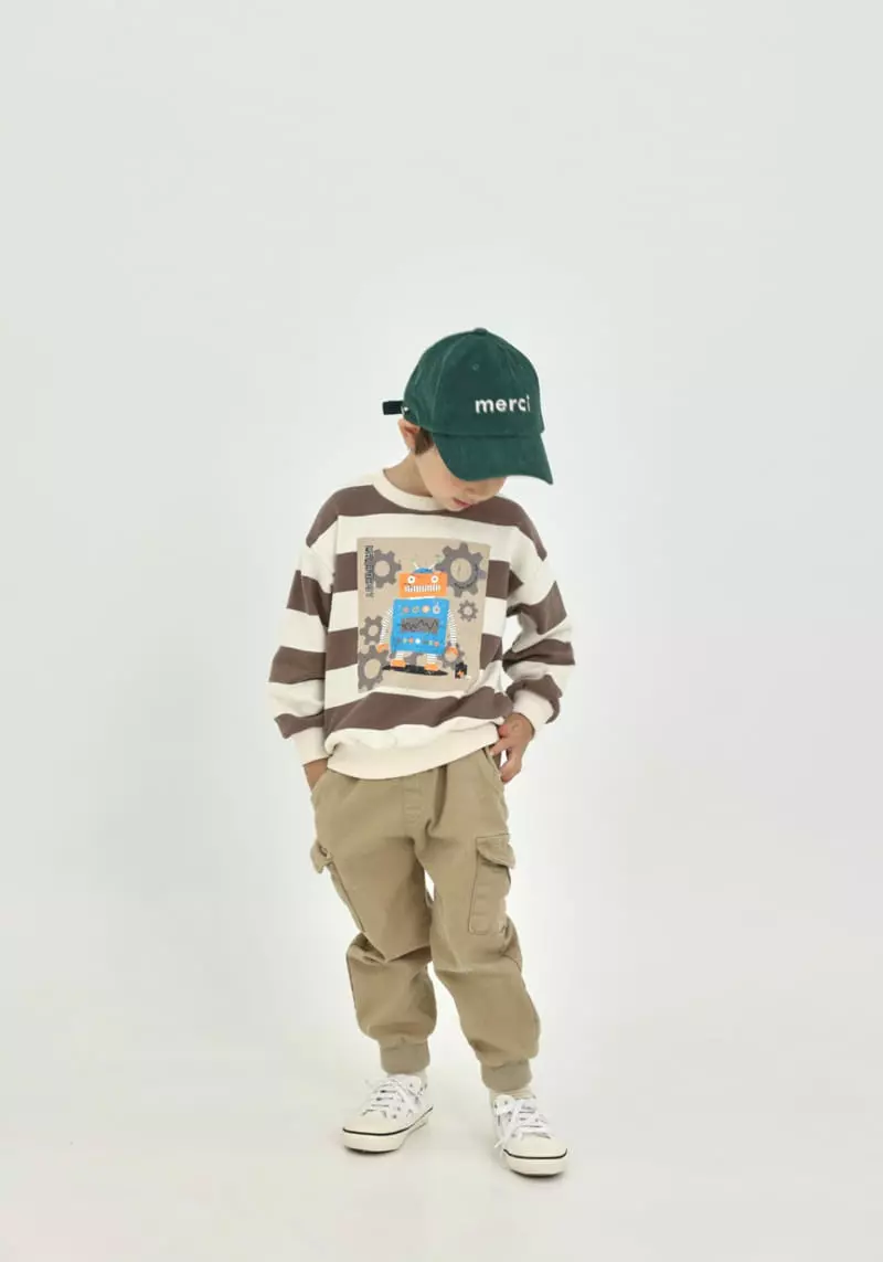 Fashion King - Korean Children Fashion - #littlefashionista - Robbot Stripes Sweatshirt - 6