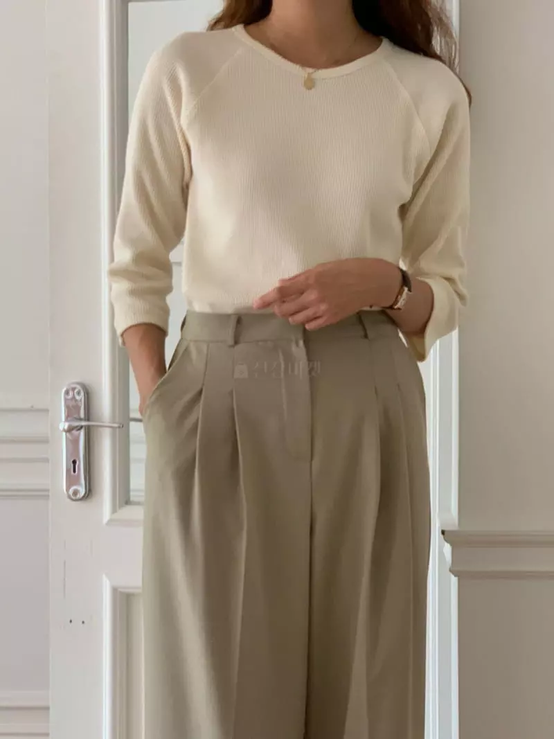 Fave - Korean Women Fashion - #momslook - Waffle Tee - 2