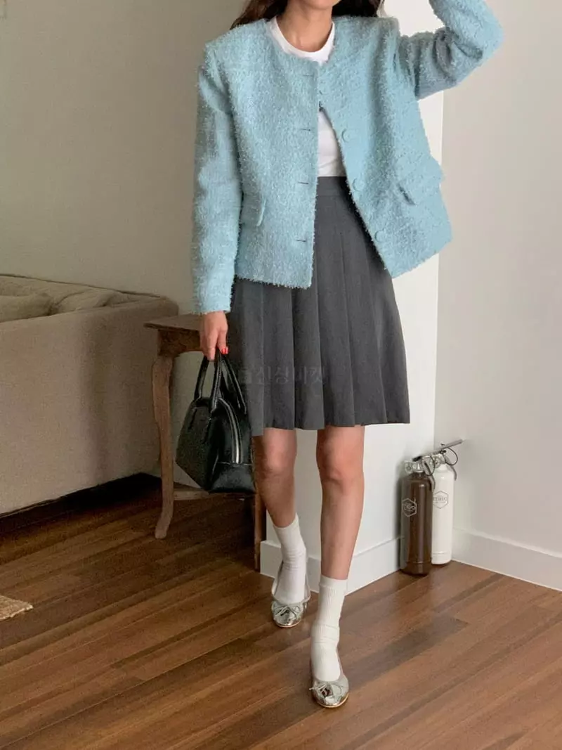February - Korean Women Fashion - #momslook - Volume Twid Jacket - 7