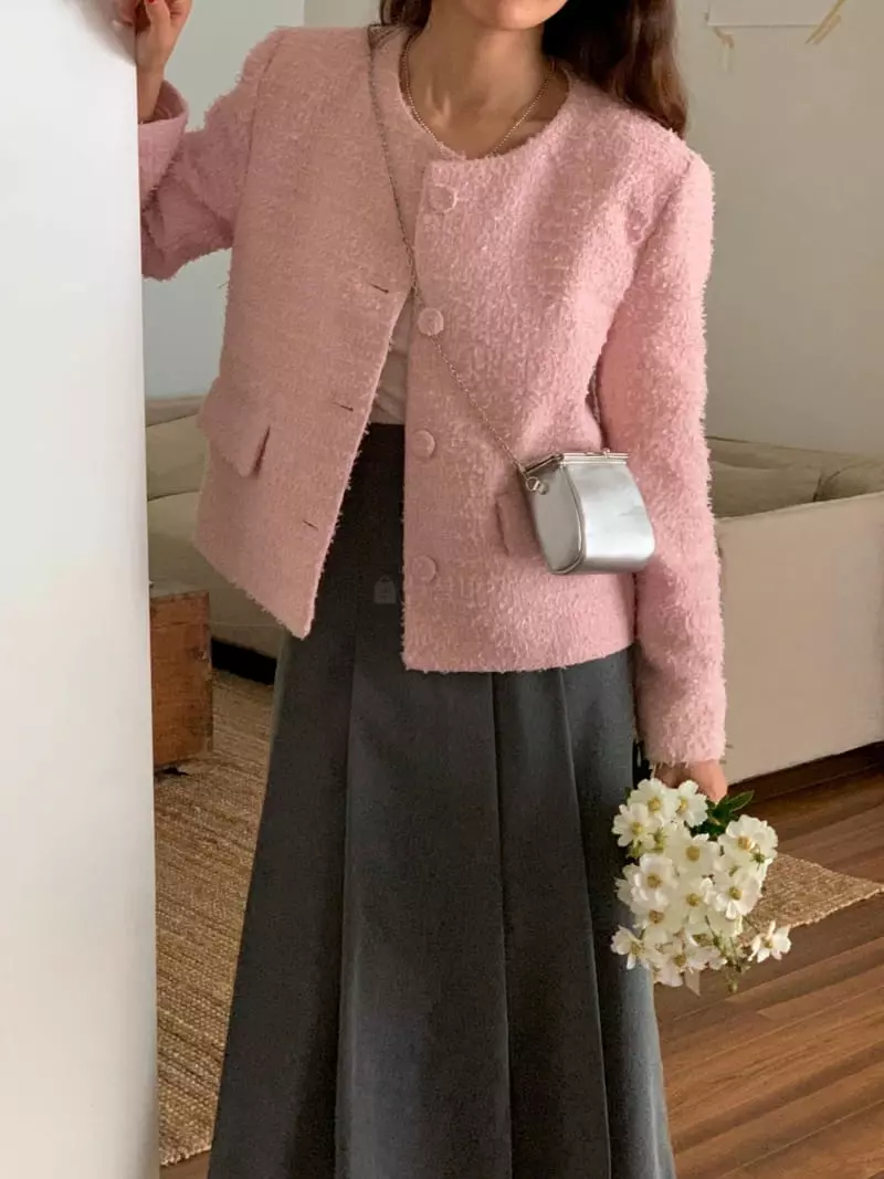 February - Korean Women Fashion - #momslook - Volume Twid JAcket - 12