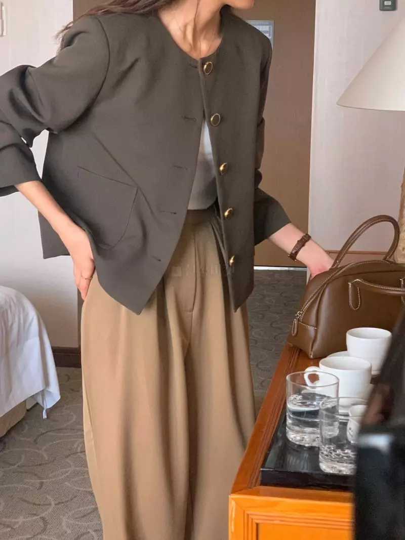 February - Korean Women Fashion - #momslook - Boss No Collar Jacket - 7