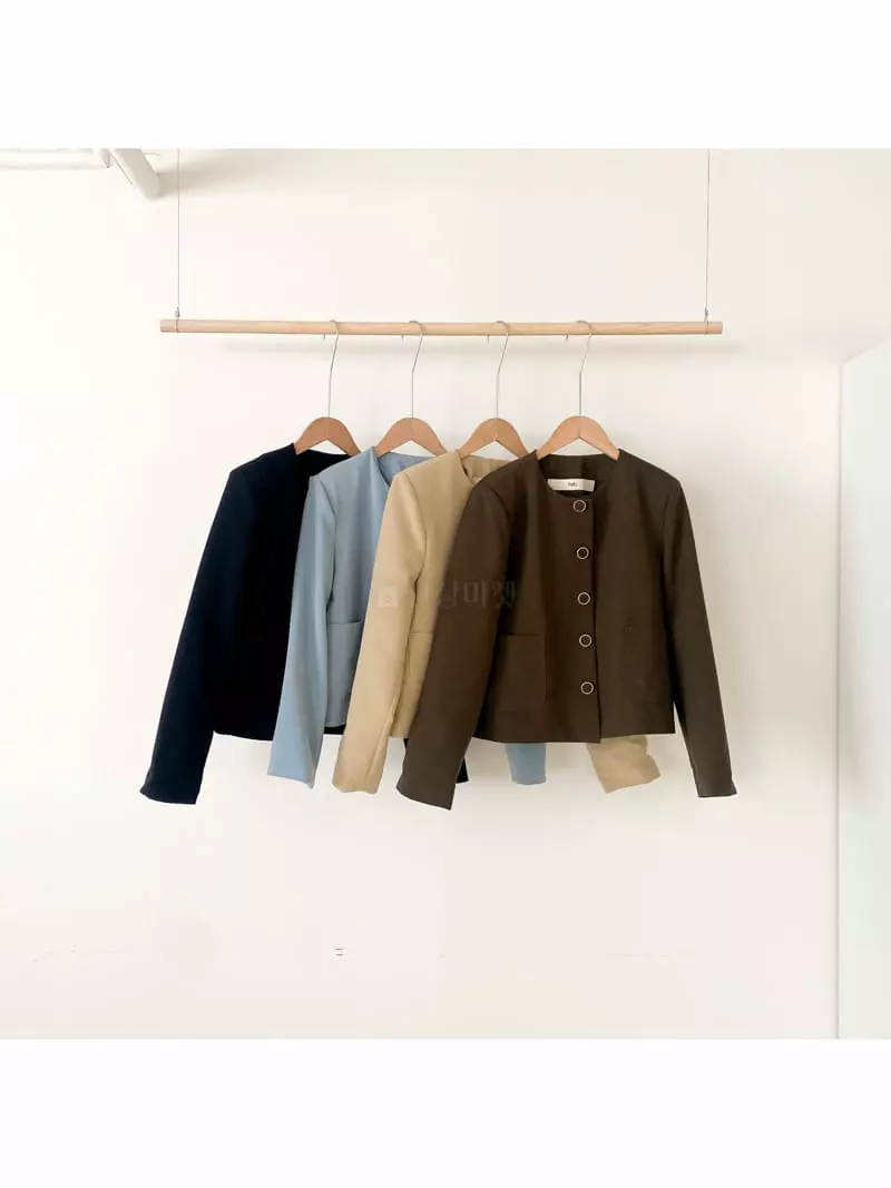 February - Korean Women Fashion - #momslook - Boss No Collar Jacket - 4