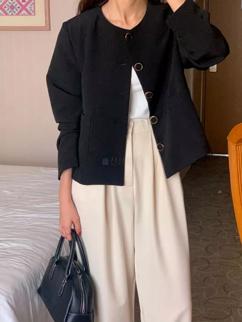 February - Korean Women Fashion - #womensfashion - Boss No Collar Jacket - 6