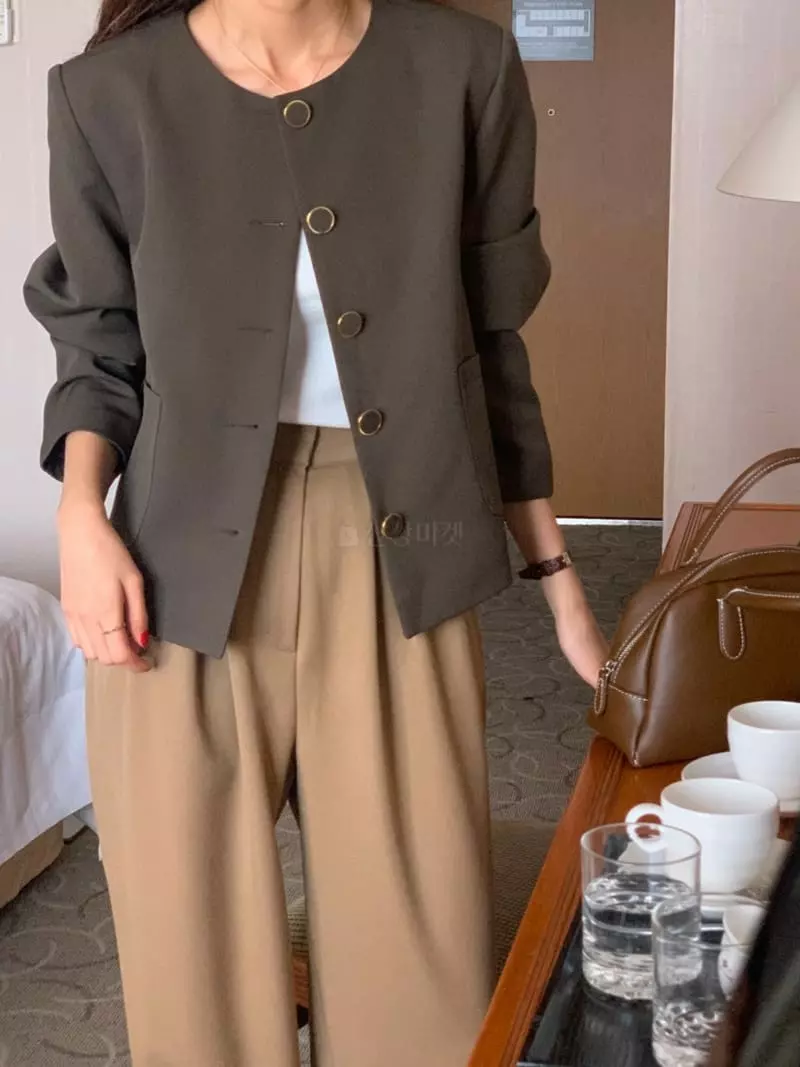 February - Korean Women Fashion - #womensfashion - Boss No Collar Jacket - 8