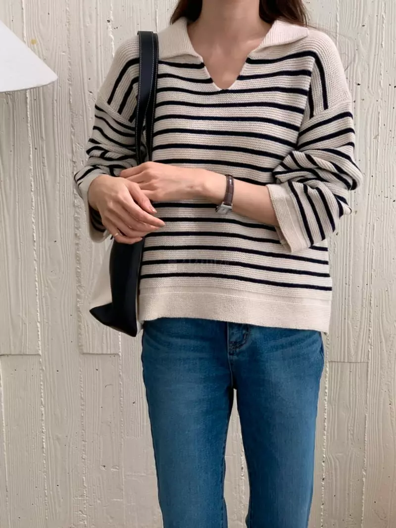 Ff - Korean Women Fashion - #momslook - Sher Stripes Knit Tee - 10