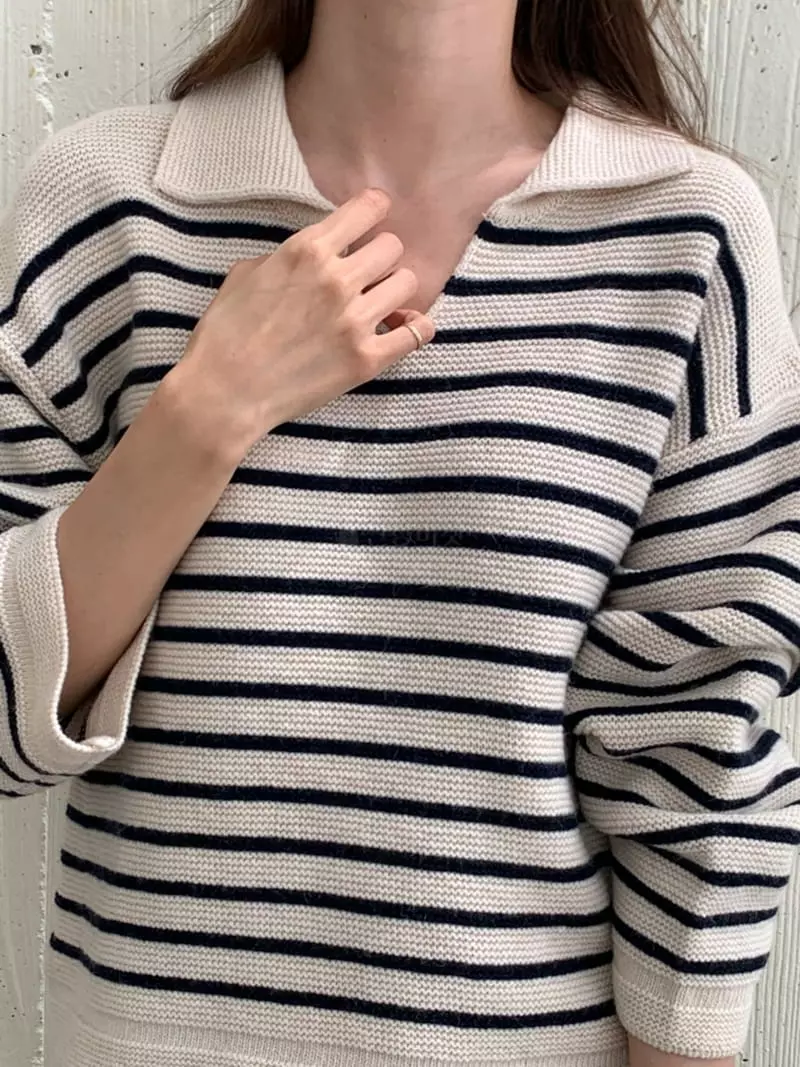 Ff - Korean Women Fashion - #momslook - Sher Stripes Knit Tee - 12