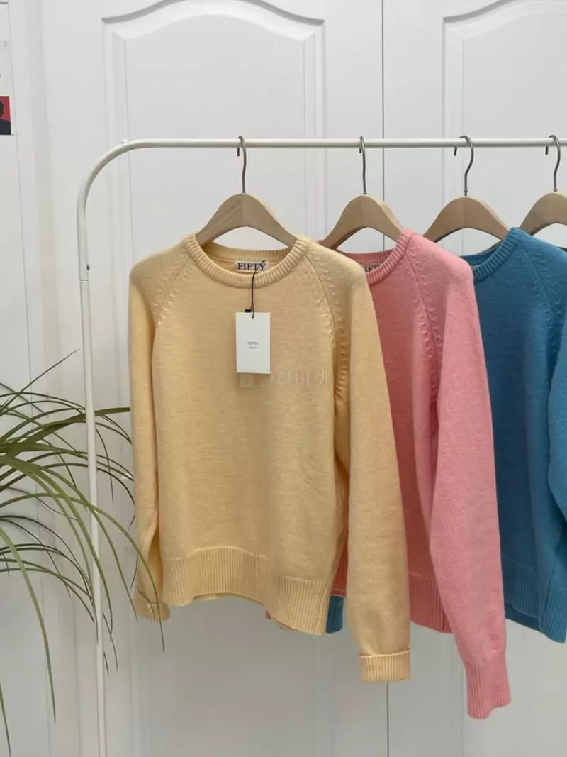 Fifty - Korean Women Fashion - #momslook - Color Knit Tee - 12
