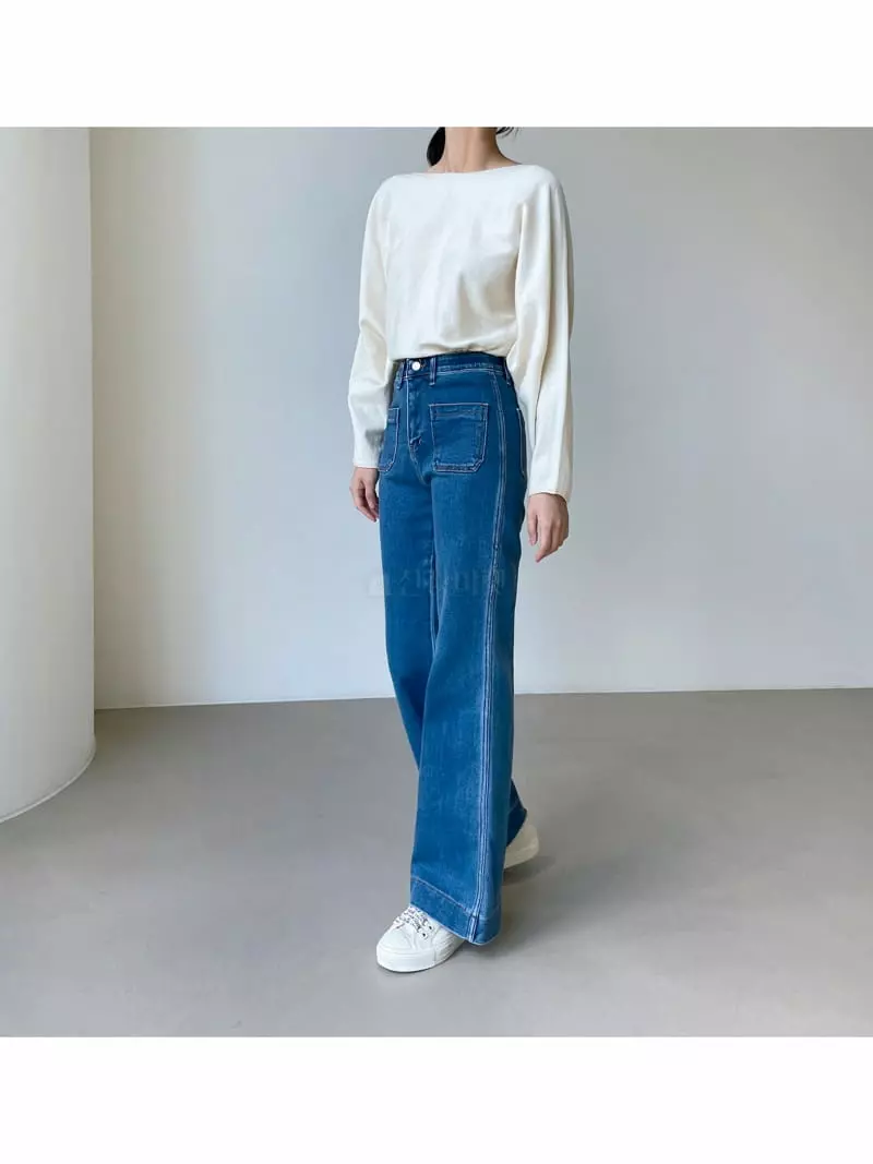 Floaty - Korean Women Fashion - #momslook - Pocket Jeans - 2