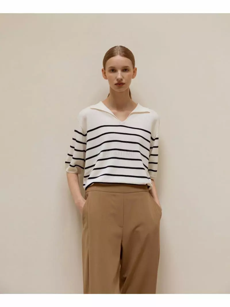 Floaty - Korean Women Fashion - #womensfashion - Whole Gament Collar Tee