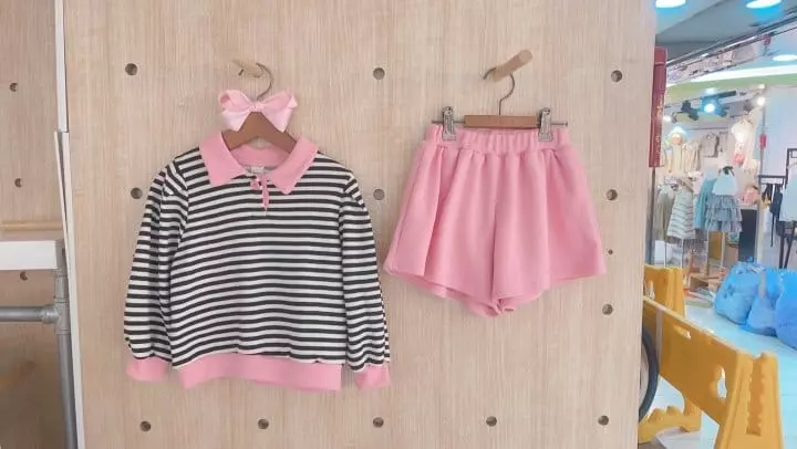 Flower J - Korean Children Fashion - #discoveringself - Stripes Top Bottom Set - 12