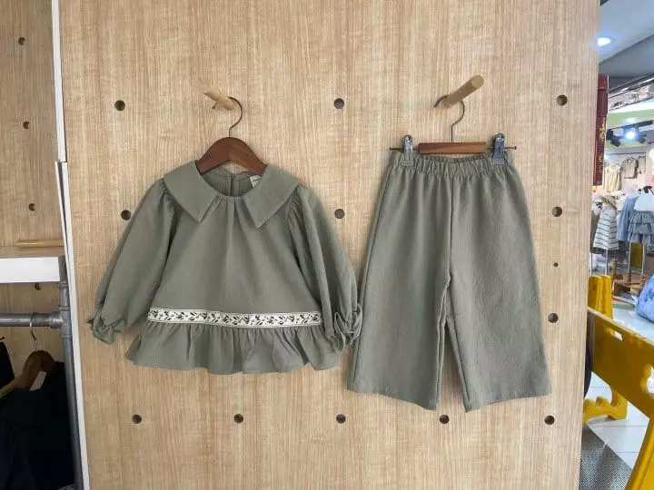 Flower J - Korean Children Fashion - #discoveringself - Embroidery Tape Top Bottom Set