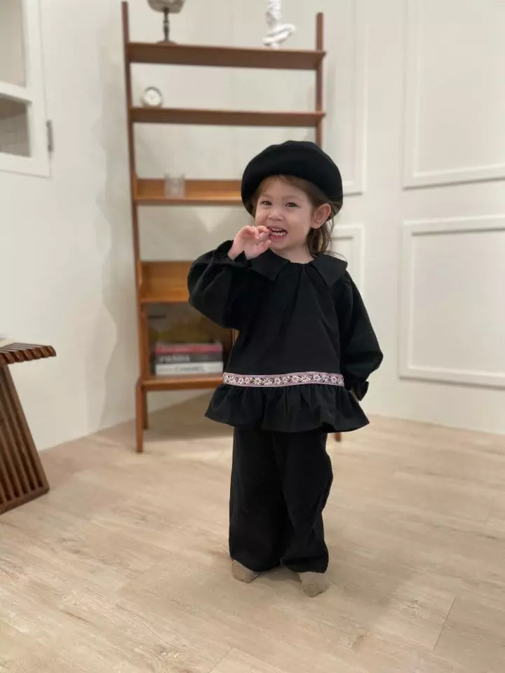 Flower J - Korean Children Fashion - #minifashionista - Embroidery Tape Top Bottom Set - 9
