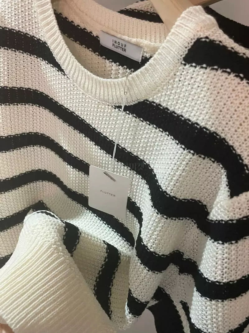 Flutter - Korean Women Fashion - #momslook - Cove Stripes Knit Tee - 2