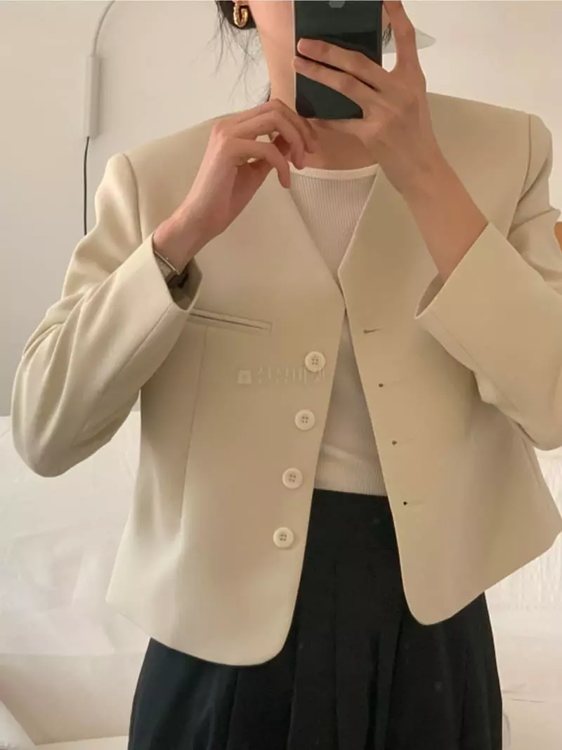 Flutter - Korean Women Fashion - #momslook - And No Collar Jacket - 2