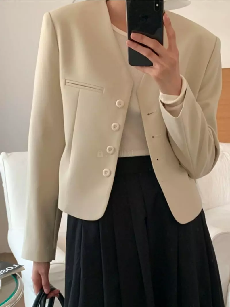 Flutter - Korean Women Fashion - #womensfashion - And No Collar Jacket - 4