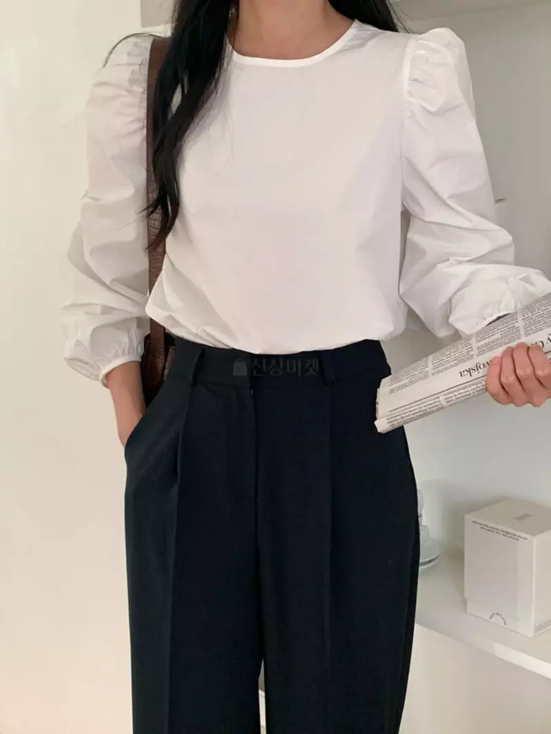 Flutter - Korean Women Fashion - #momslook - Margarine Puff Blouse - 6