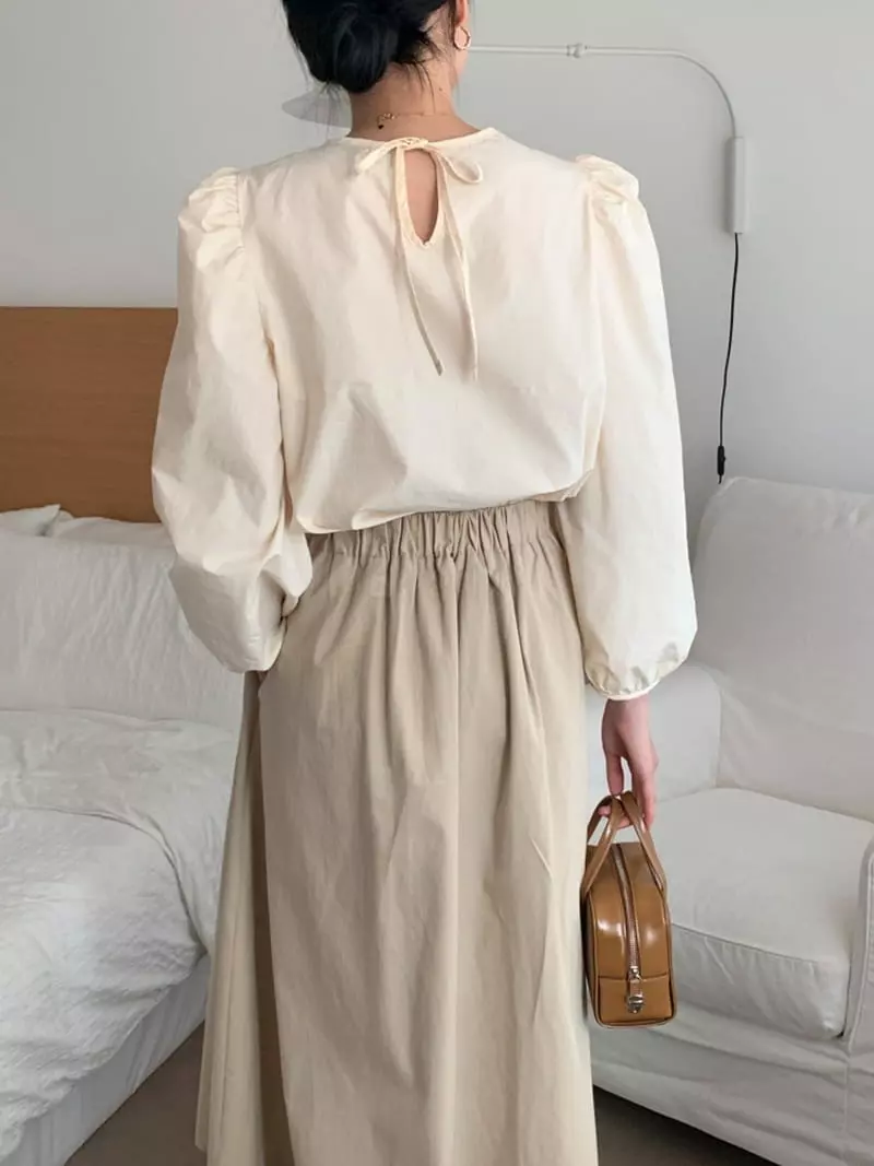 Flutter - Korean Women Fashion - #pursuepretty - Margarine Puff Blouse - 5