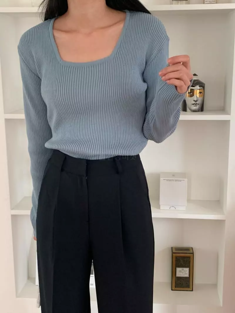 Flutter - Korean Women Fashion - #pursuepretty - Leeds Rib Knit Tee - 4