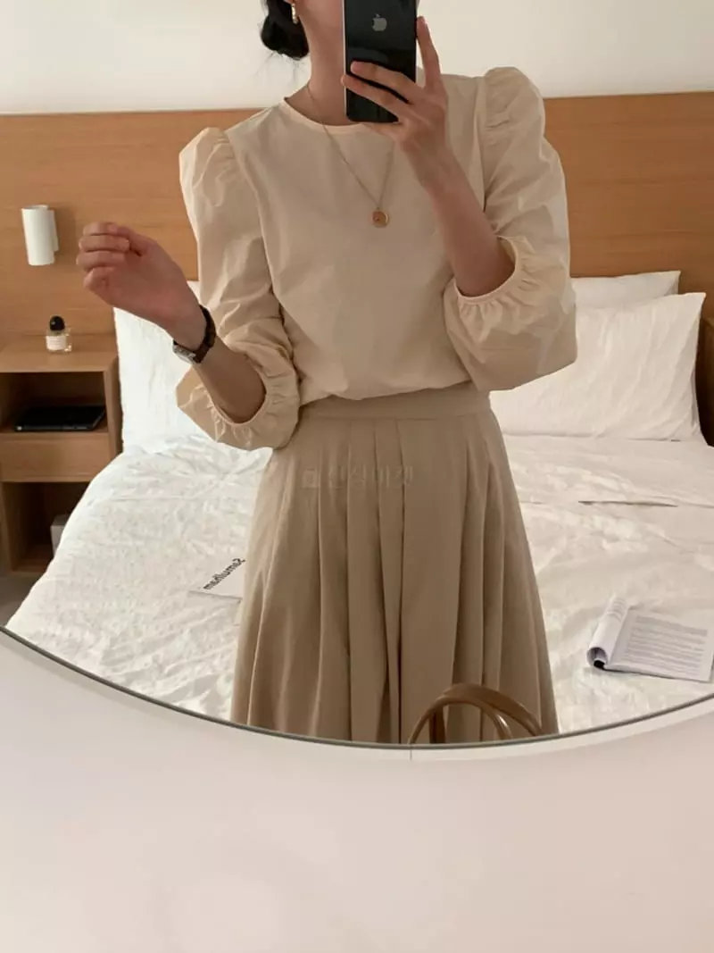 Flutter - Korean Women Fashion - #romanticstyle - Margarine Puff Blouse - 7