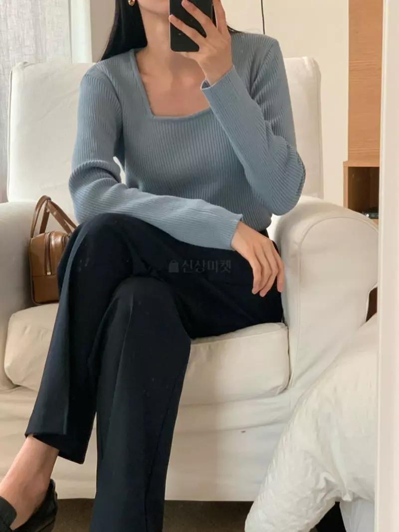 Flutter - Korean Women Fashion - #romanticstyle - Leeds Rib Knit Tee - 5