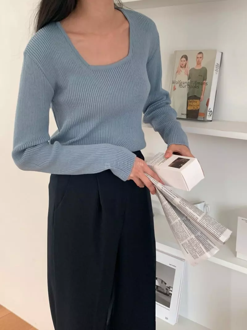 Flutter - Korean Women Fashion - #shopsmall - Leeds Rib Knit Tee - 6