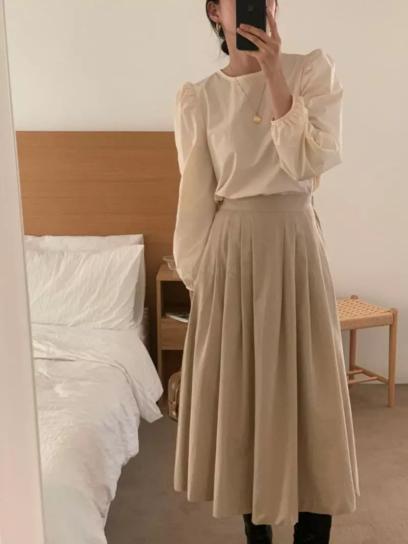 Flutter - Korean Women Fashion - #thatsdarling - Nuts Wrinkle Skirt - 2