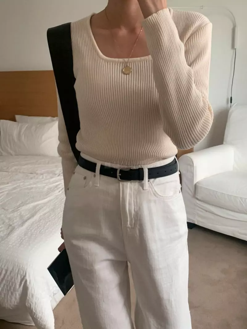 Flutter - Korean Women Fashion - #vintageinspired - Leeds Rib Knit Tee