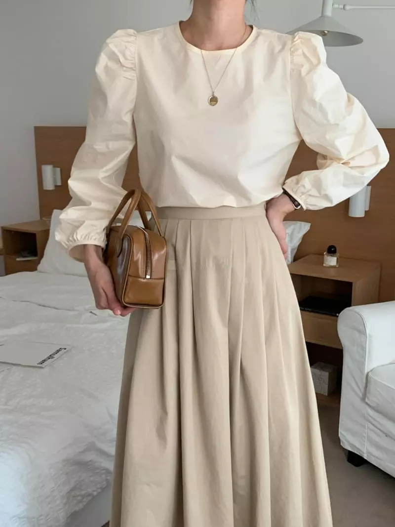 Flutter - Korean Women Fashion - #vintageinspired - Margarine Puff Blouse - 4