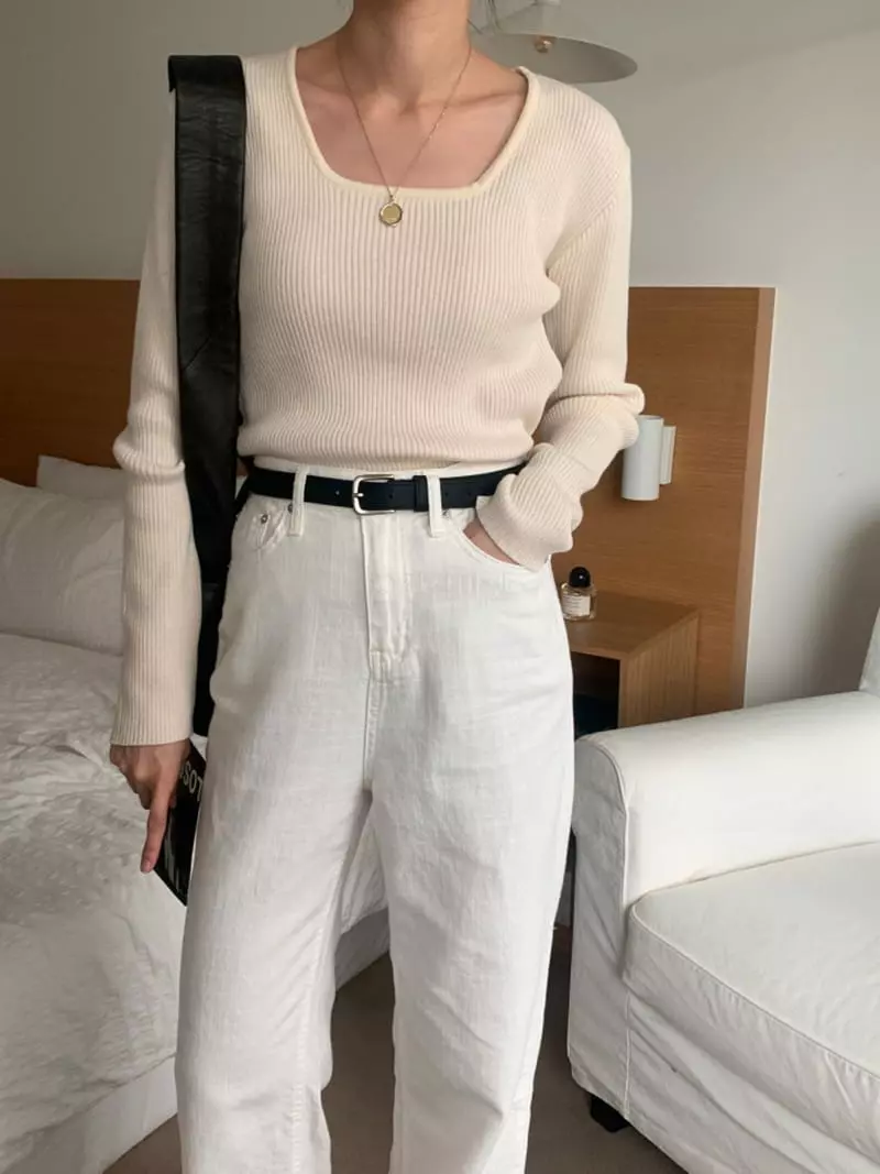 Flutter - Korean Women Fashion - #vintagekidsstyle - Leeds Rib Knit Tee - 2
