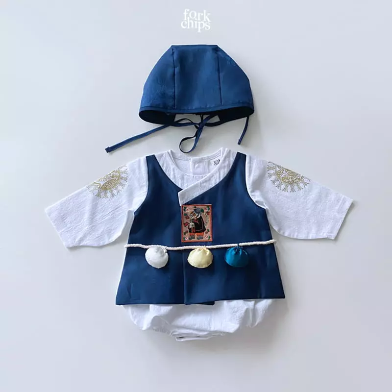 Fork Chips - Korean Baby Fashion - #onlinebabyboutique - Gonji Tranditional Bonnet - 4