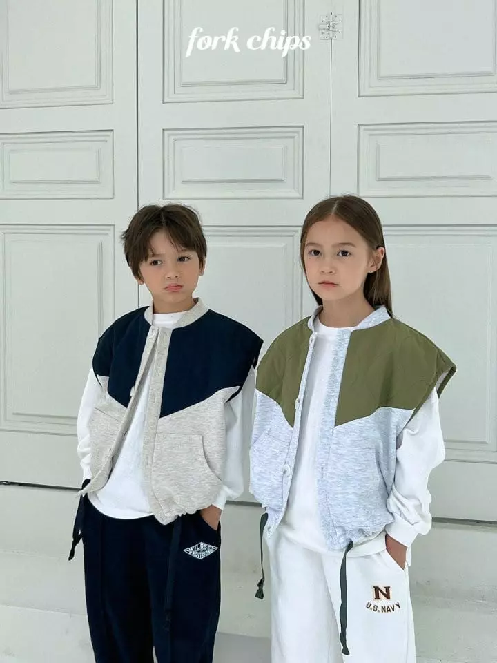 Fork Chips - Korean Children Fashion - #Kfashion4kids - Mix Quilting Vest - 9