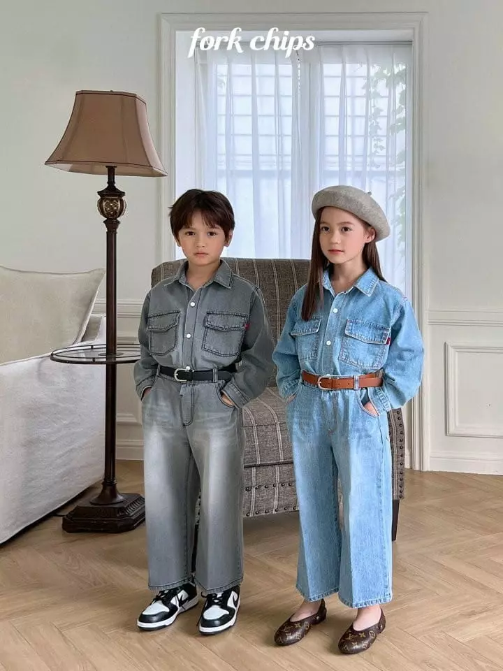 Fork Chips - Korean Children Fashion - #childrensboutique - Mark Denim Shirt - 6